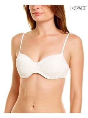 L SPACE NWT MARLEY SMOCKED UNDERWIRE CREAM BIKINI TOP. SIZE M